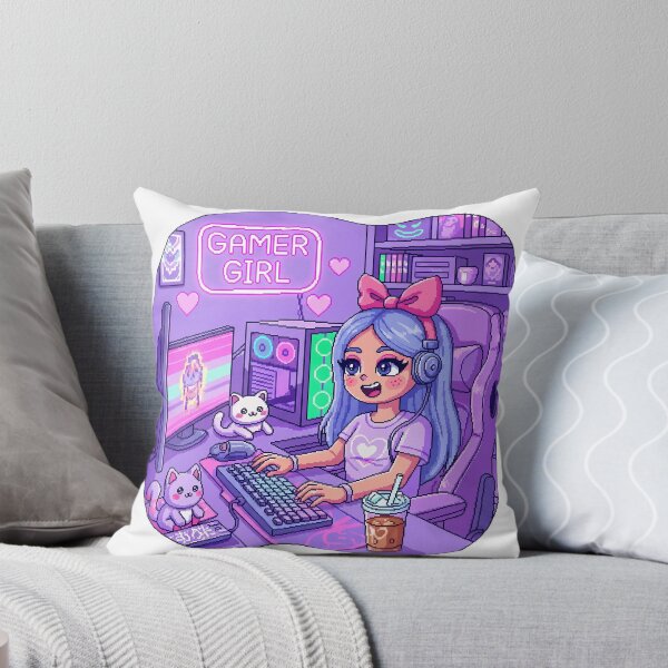 Item preview, Cozy Girl Gamer Setup – Pastel Aesthetic Pixel Art for Gamer Girls – Cute RGB Gaming Desk Sticker designed and sold by Pixel Girl Aesthetic Studio.