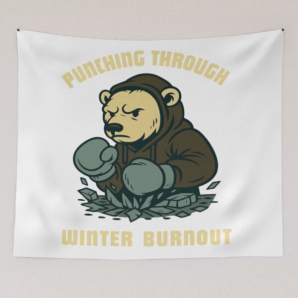 Item preview, Bear Punches Through Winter Burnout Blues designed and sold by Mindful56.