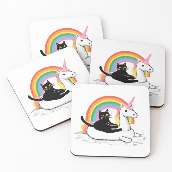 Item preview, Cute Cartoon Black Cat Rainbow Unicorn Floatie designed and sold by WolfmanProphecy.