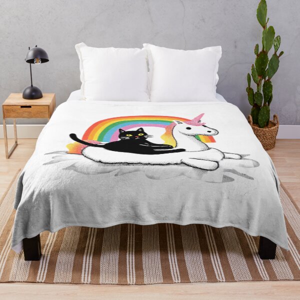 Item preview, Cute Cartoon Black Cat Rainbow Unicorn Floatie designed and sold by WolfmanProphecy.