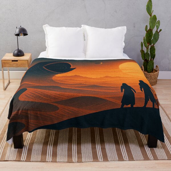 Item preview, DUNE Arrakis Sunset – Fremen Silhouette & Sandworm Landscape Art designed and sold by leen12 Art Designs Prints.