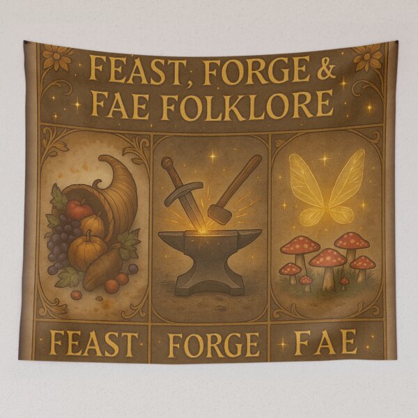 Item preview, Feast, Forge & Fae Folklore • Medieval Fantasy Triptych Design designed and sold by fairmaiden7.