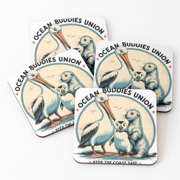 Item preview, Retro Vintage Ocean Buddies Union – Goofy Pelican, Puffin & Seal Crew Illustration designed and sold by BankMano.