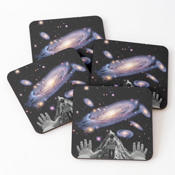 Item preview, Cosmic Awe Child on Mountain Peak Viewing Colorful Galaxy - Dreamy Fantasy Art designed and sold by AV.