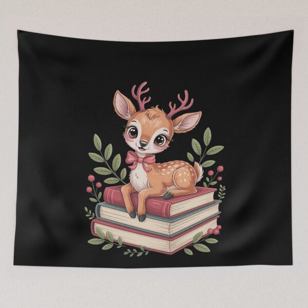 Item preview, Cute Chirstmas Booklover Reindeer with books designed and sold by MinaReinger.