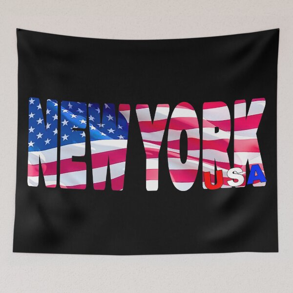 Item preview, NEW YORK USA - Red White and Blue Sticker Tee Shirt designed and sold by Adam Gormley.