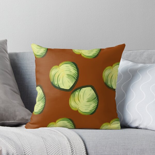 Item preview, Tropical Leaf Pattern – Green and Yellow Heart-Shaped Leaves on Warm Brown Background designed and sold by Wriden.