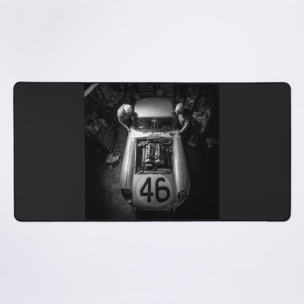 Item preview, Black and White Vintage Race Car Mechanic Workshop designed and sold by ArgentoArt.