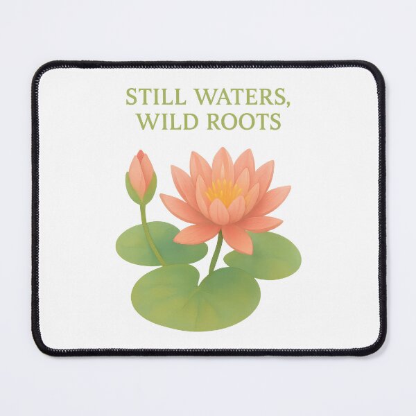 Item preview, Still Waters Wild Roots – Tranquil Lotus Flower Nature Quote Design designed and sold by inkoutninja.