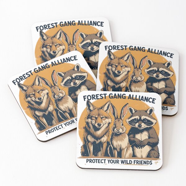 Item preview, Forest Gang Alliance – Vintage Wildlife Crew Illustration | Retro Hand-Drawn Coyote, Hare & Raccoon Art designed and sold by BankMano.