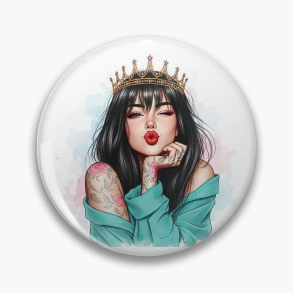 Item preview, ​Crowned Queen Illustration | Tattoos | Pout | Winking Girl. Crown Sticker. designed and sold by ZyVoAli.