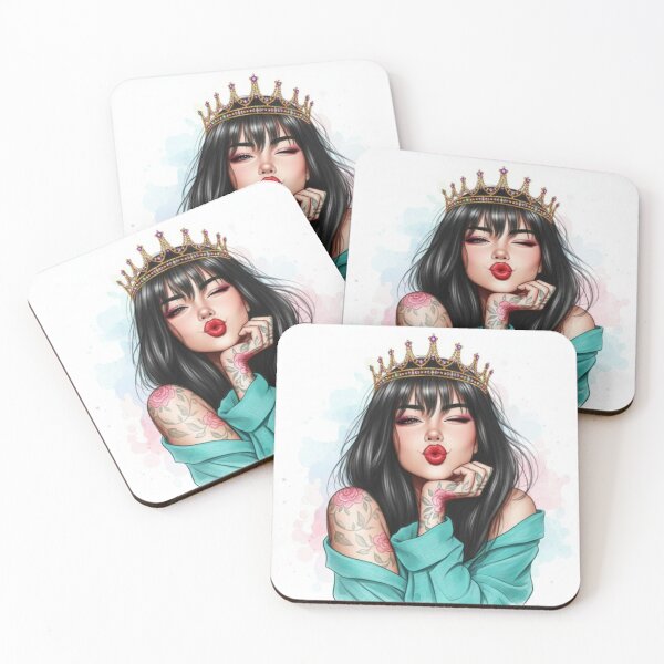 Item preview, ​Crowned Queen Illustration | Tattoos | Pout | Winking Girl. Crown Sticker. designed and sold by ZyVoAli.