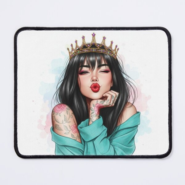 Item preview, Crowned Queen Illustration | Tattoos | Pout | Winking Girl. Crown Sticker. designed and sold by ZyVoAli.