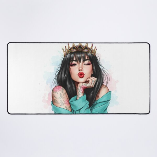 Item preview, ​Crowned Queen Illustration | Tattoos | Pout | Winking Girl. Crown Sticker. designed and sold by ZyVoAli.