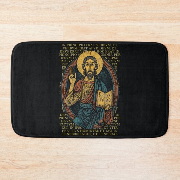 Item preview, Lux Mundi – Neo-Vintage Christ Icon Latin Tee designed and sold by Sanctum Icons.