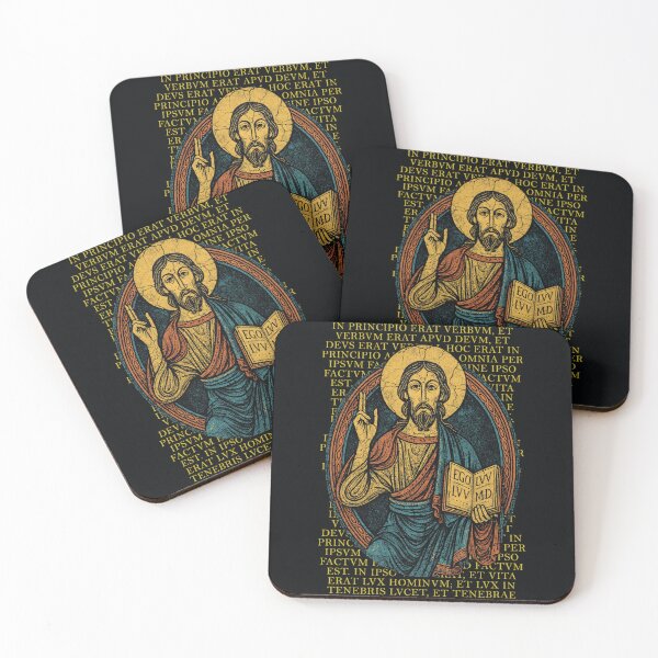 Item preview, Lux Mundi – Neo-Vintage Christ Icon Latin Tee designed and sold by Sanctum Icons.