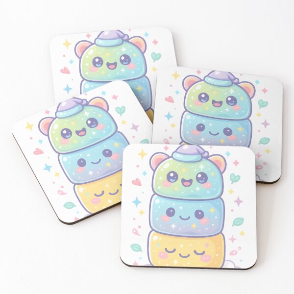 Item preview, Rainbow Jelly Cube Friends • Cute Kawaii Pastel Jelly Stack • Adorable Anime Chibi Dessert Characters designed and sold by Snackwear Apparel.