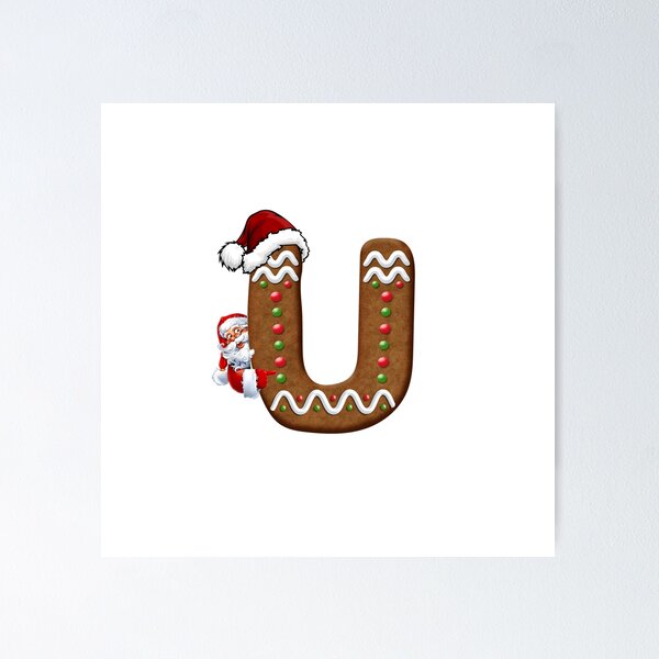 Item preview, Santa Gingerbread Letter U Christmas Cookie Alphabet Design designed and sold by Pandastore14.