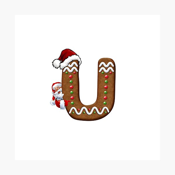 Item preview, Santa Gingerbread Letter U Christmas Cookie Alphabet Design designed and sold by Pandastore14.