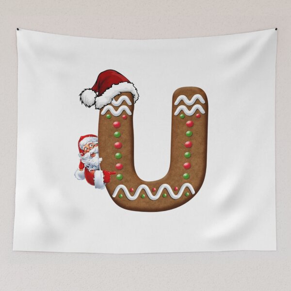 Item preview, Santa Gingerbread Letter U Christmas Cookie Alphabet Design designed and sold by Pandastore14.
