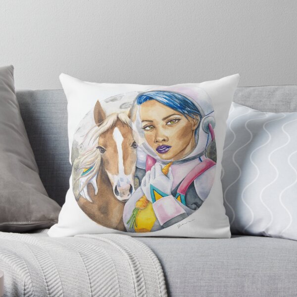A girl and her horse Throw Pillow