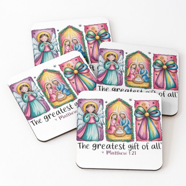Item preview, Christmas Nativity Scene | Angel, Holy Family & Matthew 1:21 designed and sold by Artinkcreative.