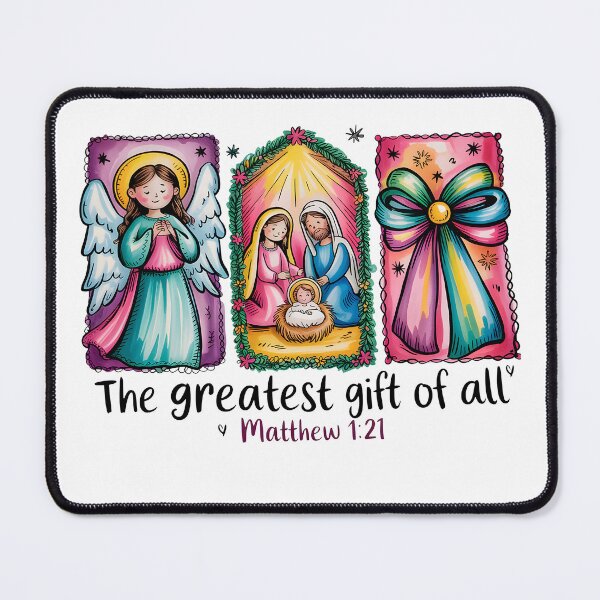 Item preview, Christmas Nativity Scene | Angel, Holy Family & Matthew 1:21 designed and sold by Artinkcreative.
