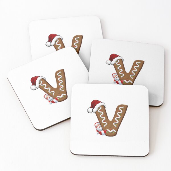 Item preview, Santa Gingerbread Letter V Christmas Cookie Alphabet Design designed and sold by Pandastore14.