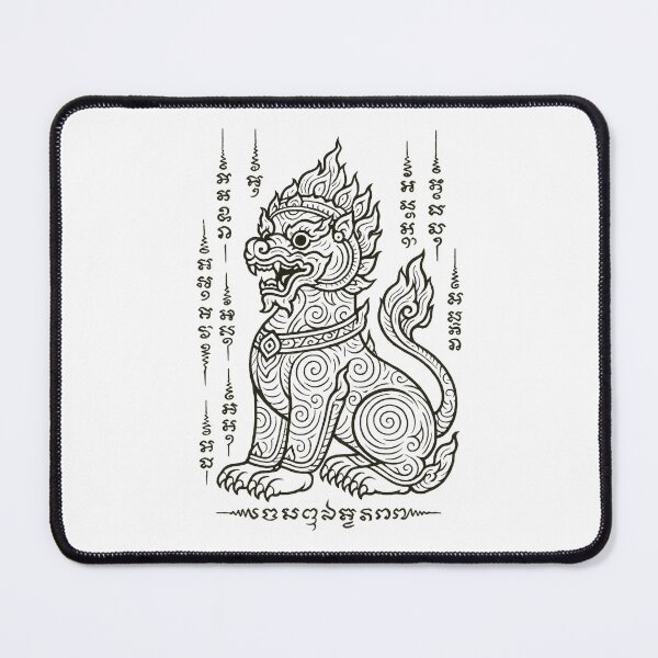 Item preview, Thai Singha Guardian Yantra | Sacred Line Art Protective Tattoo Design designed and sold by Sksticker991.