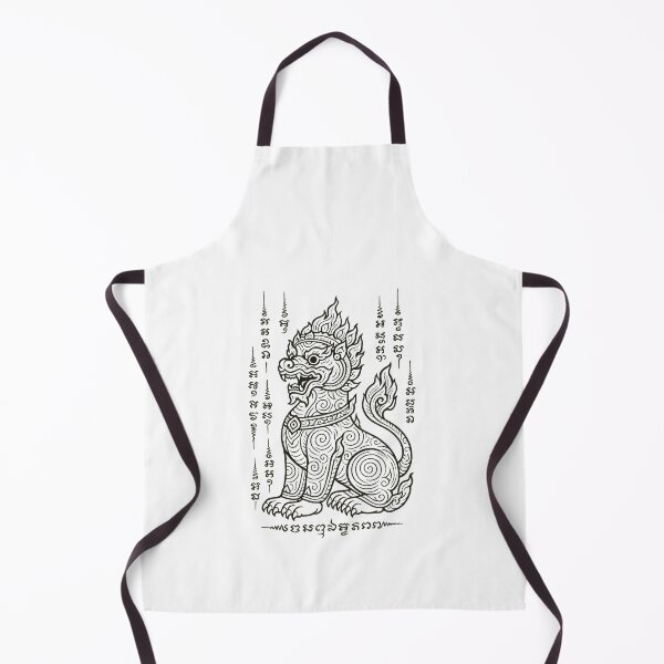 Item preview, Thai Singha Guardian Yantra | Sacred Line Art Protective Tattoo Design designed and sold by Sksticker991.