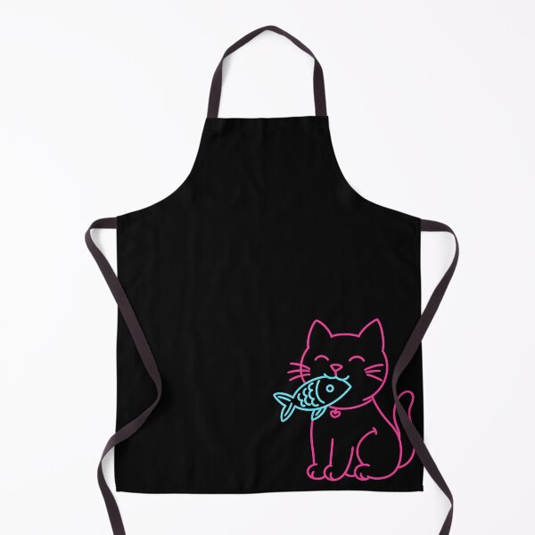 Item preview, Neon Cat With Fish – Minimal Line Art designed and sold by Kewessthetic.