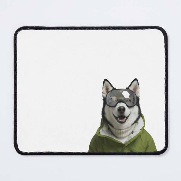 Item preview, Cool Mountain Husky Art | Goggles & Green Winter Coat designed and sold by slydawgstudio.