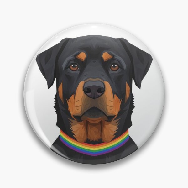 Aperçu de l'œuvre Rottweiler Fierté – Collier arc-en-ciel Art canin LGBTQ+ créée et vendue par StateofQueer.