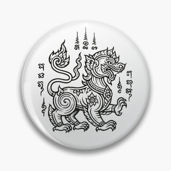 Item preview, Thai Mythical Creature Singha Yantra Line Art | Protective Sacred Tattoo Style designed and sold by Sksticker991.