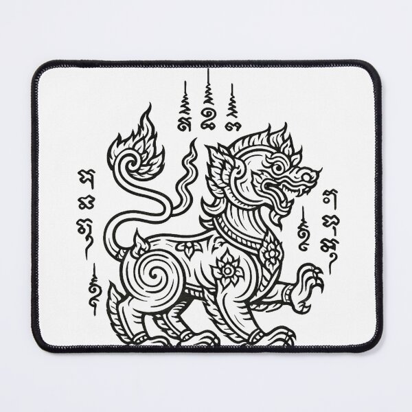 Item preview, Thai Mythical Creature Singha Yantra Line Art | Protective Sacred Tattoo Style designed and sold by Sksticker991.