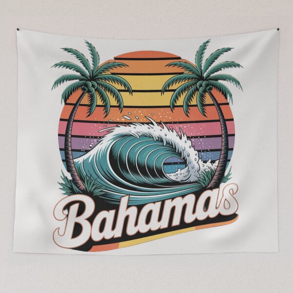 Item preview, Bahamas Beach Summer Vacation Sunset Vintage 70's Retro Nassau designed and sold by Clairenity Studio.