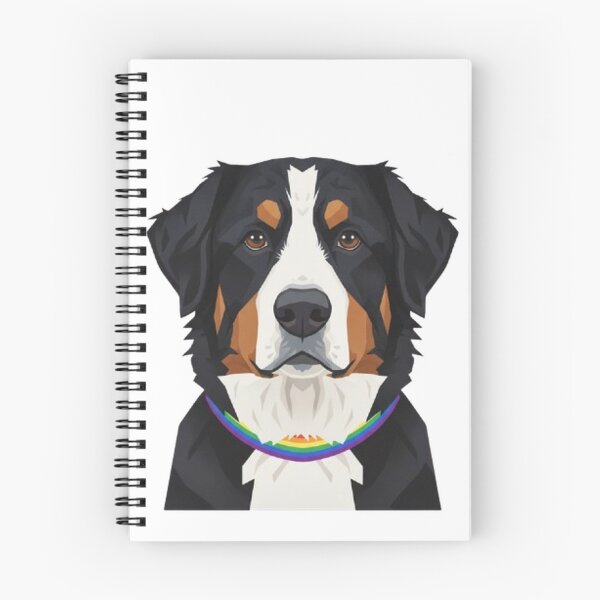 Item preview, Pride Bernese Mountain Dog – Rainbow Collar LGBTQ+ Dog Art designed and sold by StateofQueer.