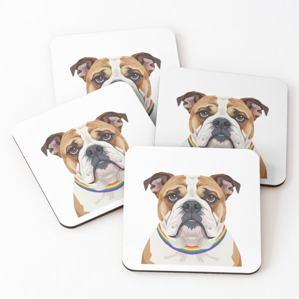 Item preview, Pride Bulldog – Rainbow Collar LGBTQ+ Dog Art designed and sold by StateofQueer.