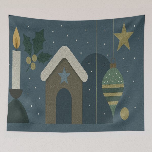 Item preview, Cozy Winter Candle & Gingerbread House Illustration – Rustic Christmas Ornament Art designed and sold by Wandara Art & Decor.