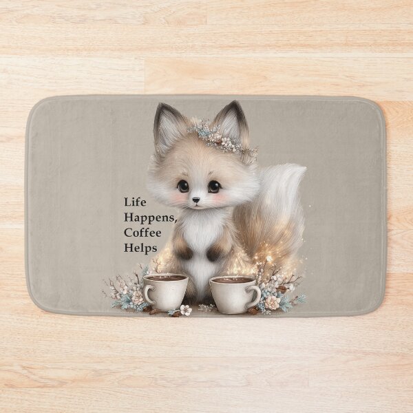 Item preview, Cute Cozy Fox With Coffee Cups designed and sold by PaintbrushPlace.
