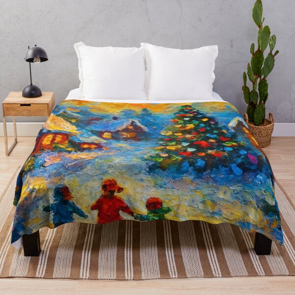 Item preview, Impressionist Christmas Village in Colorful Night designed and sold by JonelleTshirts.