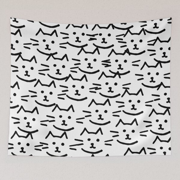 Item preview, Playful Cat Sketch Pattern designed and sold by AkithSelling.