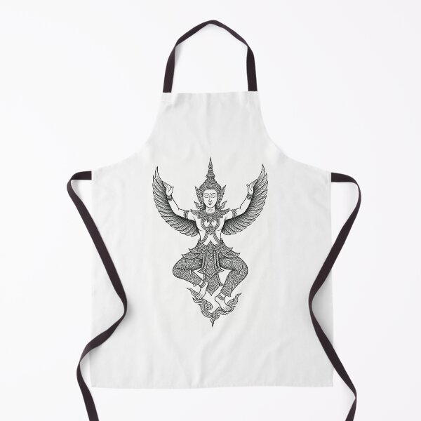 Item preview, Thai Angel Deity Line Art – Traditional Winged Divine Guardian designed and sold by Sksticker991.
