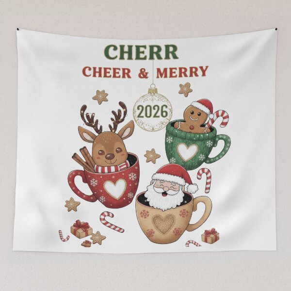 Item preview, Cheer And Merry 2026 Cute Characters In Mugs designed and sold by zoughlal.
