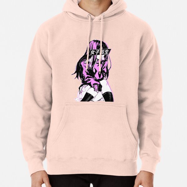 SCHOOLGIRL (Pink) - Sad Anime Japanese Aesthetic Pullover Hoodie