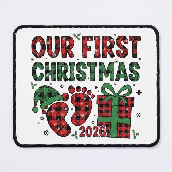Item preview, Our First Christmas 2026 Buffalo Plaid Baby Feet designed and sold by zoughlal.