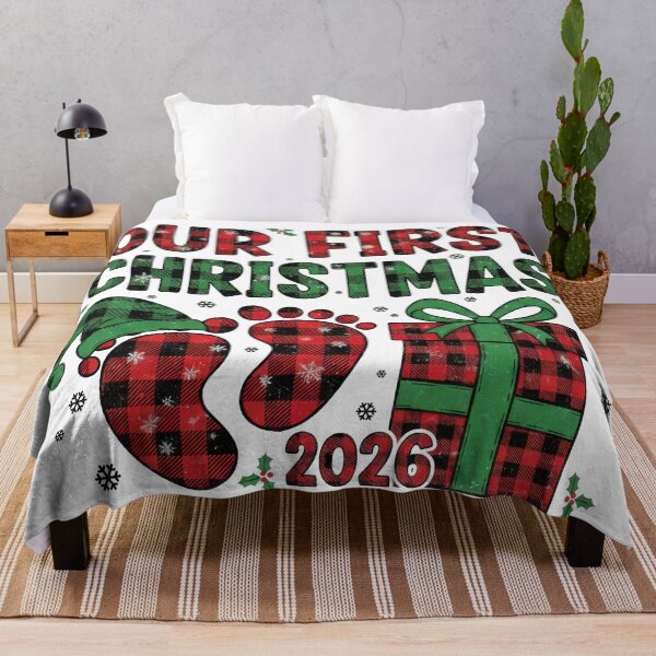 Item preview, Our First Christmas 2026 Buffalo Plaid Baby Feet designed and sold by zoughlal.