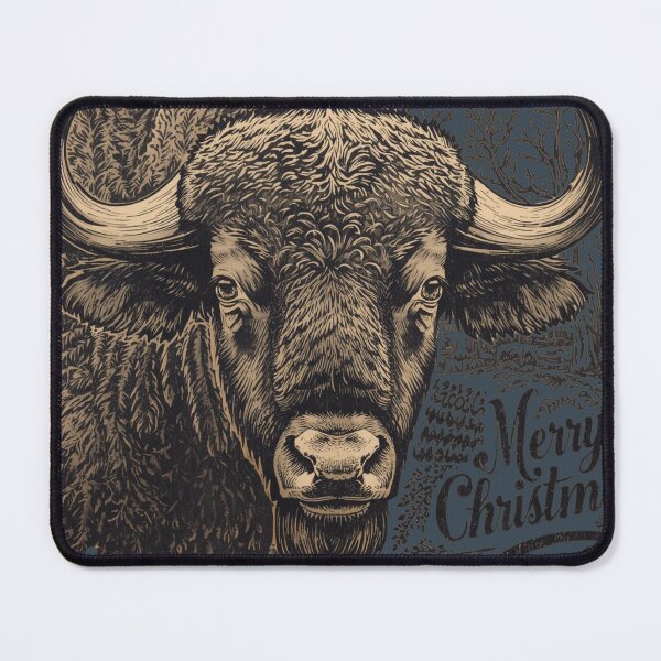 Item preview, Intense Bison Portrait – Wild Christmas Energy Symbolic designed and sold by SavannaStrikes.
