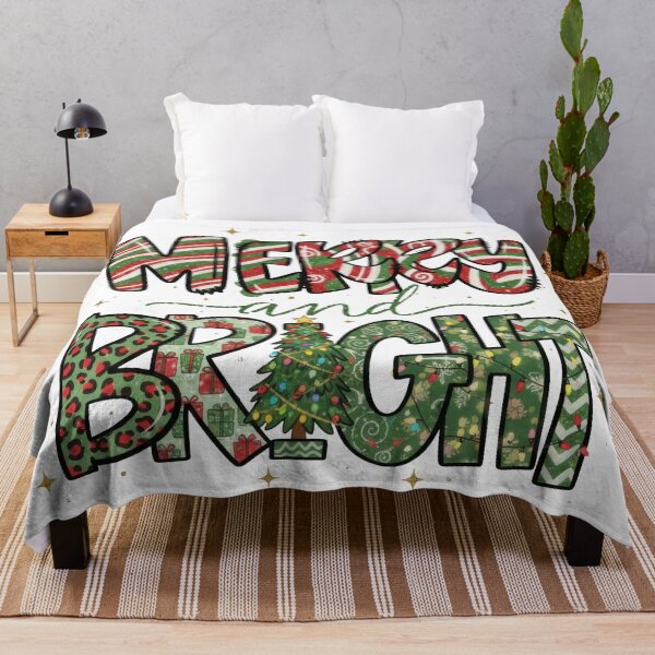 Item preview, Merry And Bright Patterned Typography designed and sold by zoughlal.