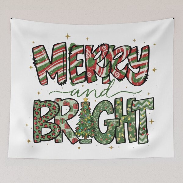 Item preview, Merry And Bright Patterned Typography designed and sold by zoughlal.